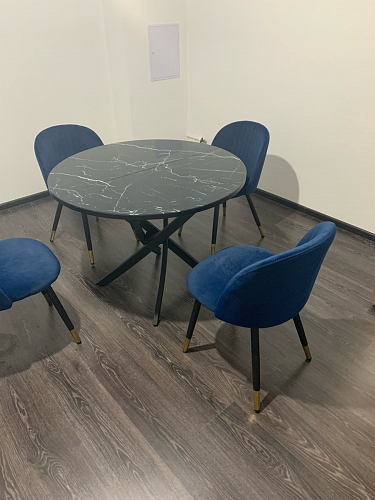 Стул на металлокаркасе Gabi 1 light blue / black / gold фото покупателя 733