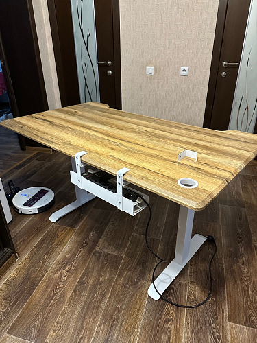 Компьютерный стол Маркос с механизмом подъема 120х75х75 черный / кантри орех фото покупателя 34