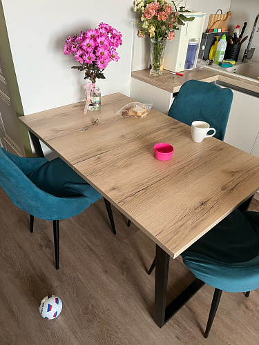 Деревянный стол Лота Лофт 120х75 белый матовый / дуб крафт золотой фото покупателя 16