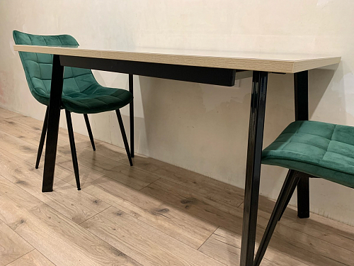 Деревянный стол Колон Лофт 120(160) х 75 черный матовый / бетон фото покупателя 7