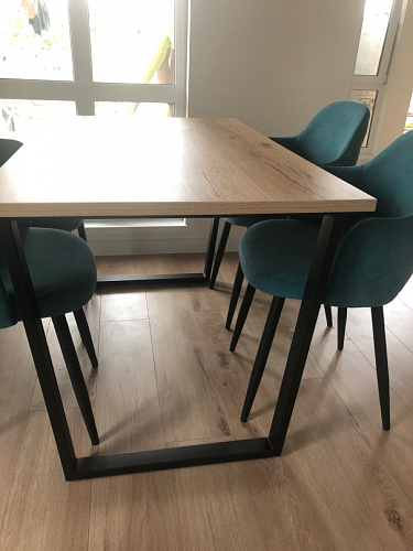 Стеклянный стол Фостер 120(160)х120х76 серый мрамор / черный фото покупателя 24