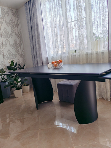 Керамический стол Готланд 160(220)х90х79 ink gray / черный фото покупателя 17