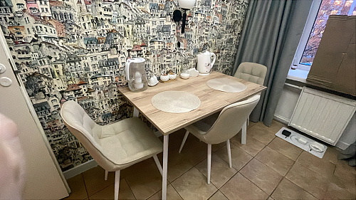 Стол раскладной Колон Лофт 120 25 мм дуб вотан / черный матовый фото покупателя 2