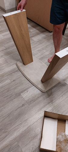 Стол на тумбе Петир 120(160)х80х75 серый / орех кантри фото покупателя 3