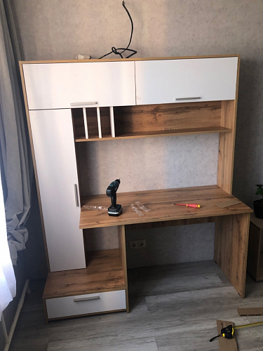 Письменный стол Лайт 03.243 дуб золотой (craft) / белый премиум фото покупателя 2