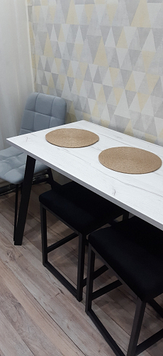 Деревянный стол Барон О 200 х 90 белая пленка шагрень / черный фото покупателя 24