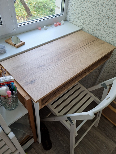 Письменный стол Лео Лофт дуб делано темный / белый матовый фото покупателя 52