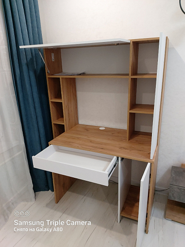 Письменный стол Комфорт 12.71 дуб золотой craft / белая аляска  - Уцененный экземпляр фото покупателя 152