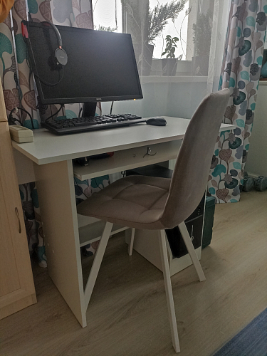 Стул на металлокаркасе Чилли К светло-серый велюр / черный каркас фото покупателя 966