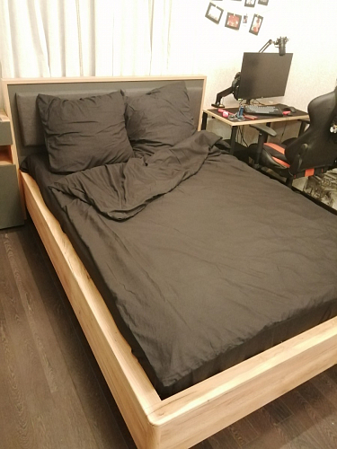 Двуспальная кровать Клауд 160х200 парящая дуб крафт золотой / антрацит фото покупателя 174