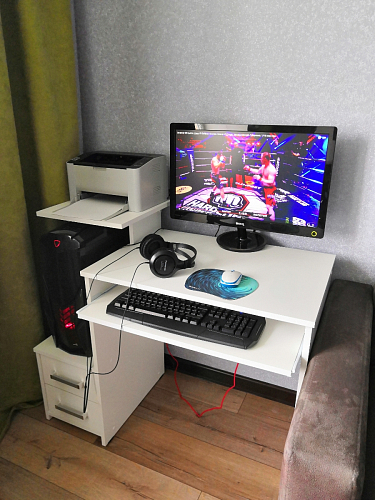 Стол компьютерный Джаз-24 правый белый фото покупателя 35