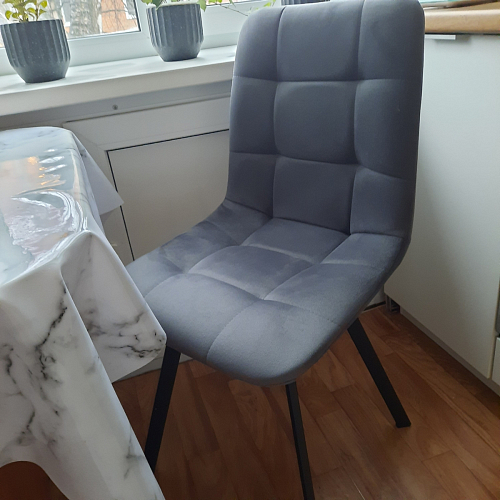 Стул на металлокаркасе Чилли К светло-серый велюр / черный каркас фото покупателя 1038