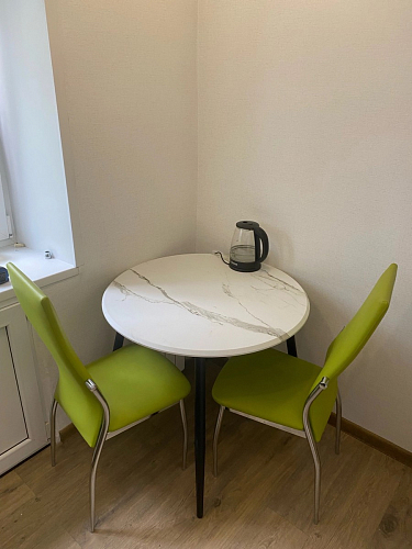 Стеклянный стол Абилин 100(140)х100х76 мрамор черный / черный матовый фото покупателя 24