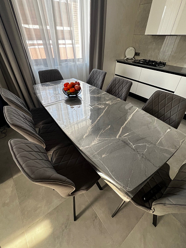 Стол на тумбе Эудес дуб галифакс табак / черный фото покупателя 21