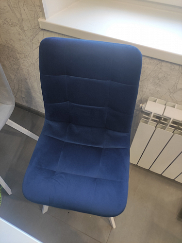 Стул на металлокаркасе Чилли синяя ткань / белый фото покупателя 622