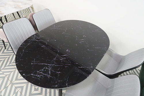 Стеклянный стол Кловис вставка стекло черный мрамор / черный из шоурума 3