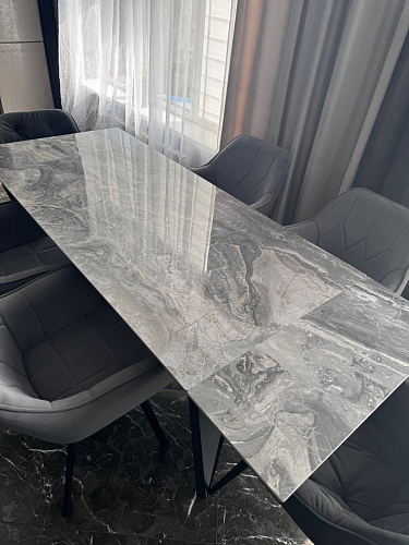 Керамический стол Ливи 140(200)х80х78 серый мрамор / черный фото покупателя 3