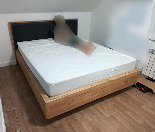 Двуспальная кровать Клауд 160х200 парящая дуб крафт золотой / антрацит фото покупателя 48