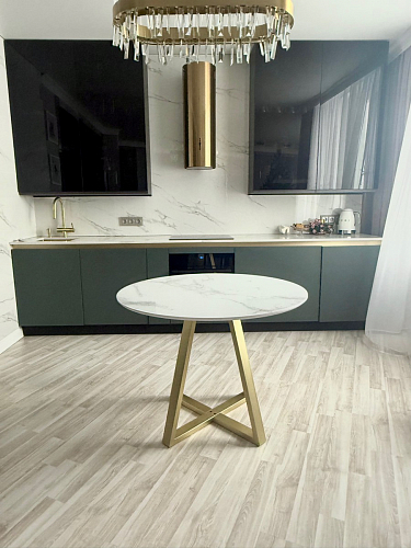 Стеклянный стол Норфолк 100 золото фото покупателя 20