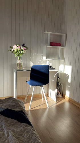 Стул на металлокаркасе Чилли синяя ткань / белый фото покупателя 892