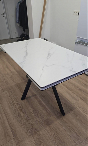 Керамический стол Вилли 140(200)х80 carmen light grey / черный фото покупателя 51