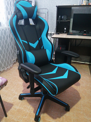 Компьютерное кресло Racer черное / голубое фото покупателя 61