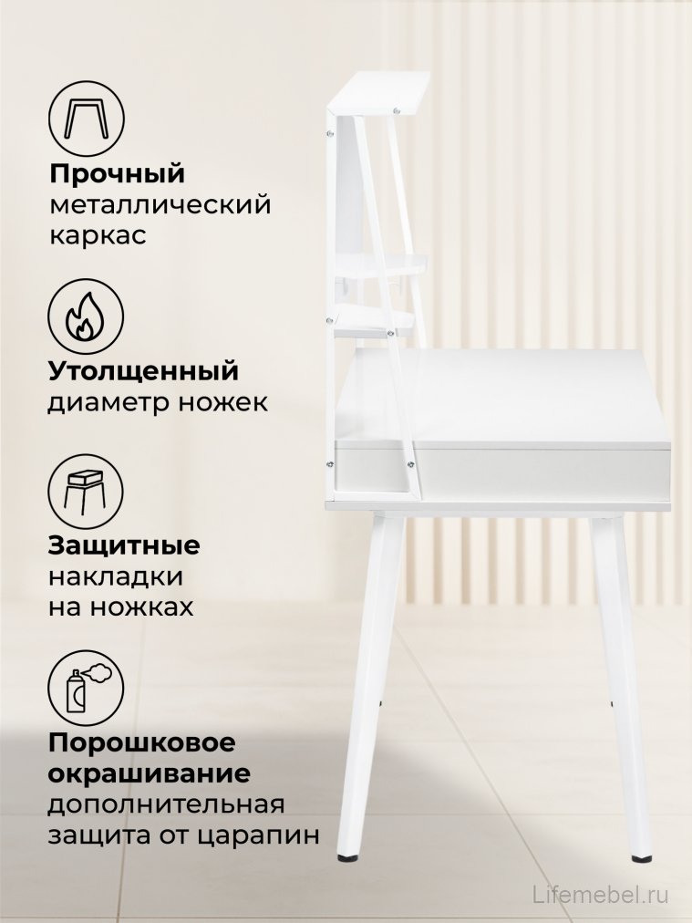 Компьютерный стол Ivor white