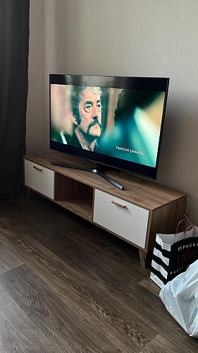 ТВ-тумба Эго Т-3 на ножках бетон светлый / белый глянец фото покупателя 53