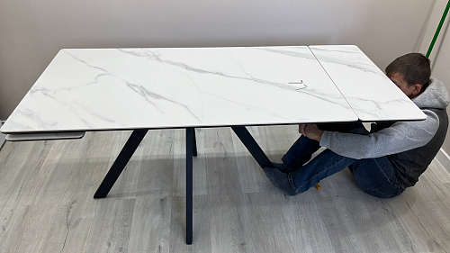 Керамический стол Вилли 140(200)х80 carmen light grey / черный фото покупателя 60