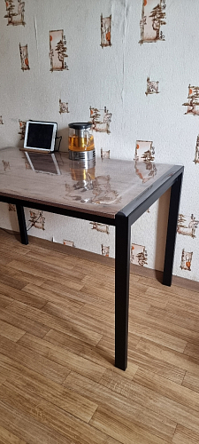 Стол Центавр 120(160)х70х75 файерстоун / черный матовый фото покупателя 45