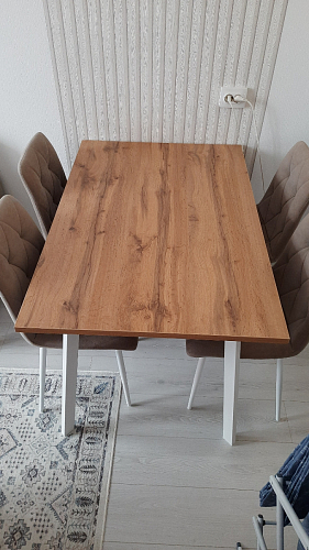 Стол Тринити Лофт 120 32 мм дуб галифакс табако / черный матовый фото покупателя 474