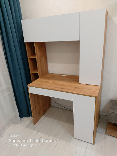 Письменный стол Комфорт 12.71 дуб золотой craft / белая аляска фото покупателя 154