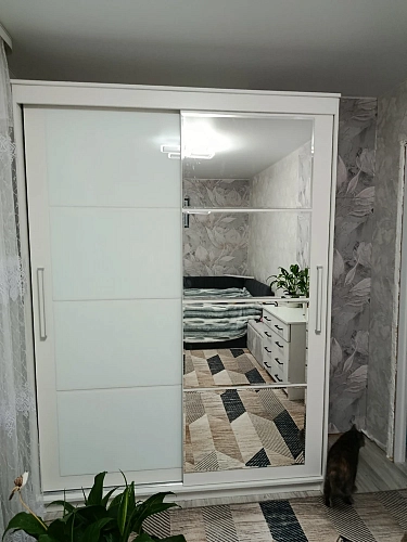 Шкаф-купе Лайн 1.6 белый текстурный фото покупателя 31