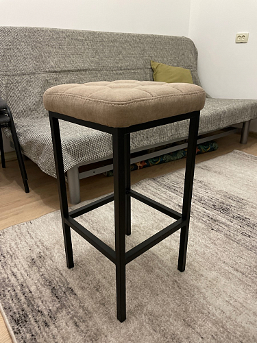 Барный стул Лофт кожзам темно-серый / черный матовый фото покупателя 120