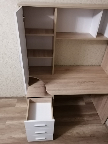 Компьютерный стол КСТ-16 левый дуб сонома / белый фото покупателя 9