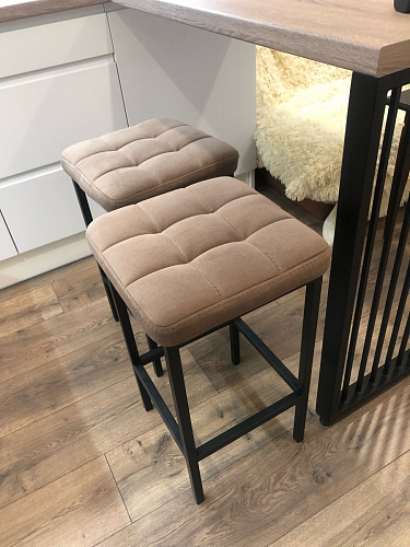 Барный стул Лофт кожзам темно-серый / черный матовый фото покупателя 48