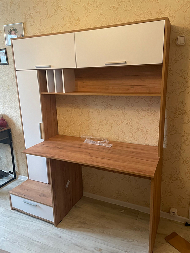 Письменный стол Лайт 03.243 дуб золотой (craft) / белый премиум фото покупателя 173