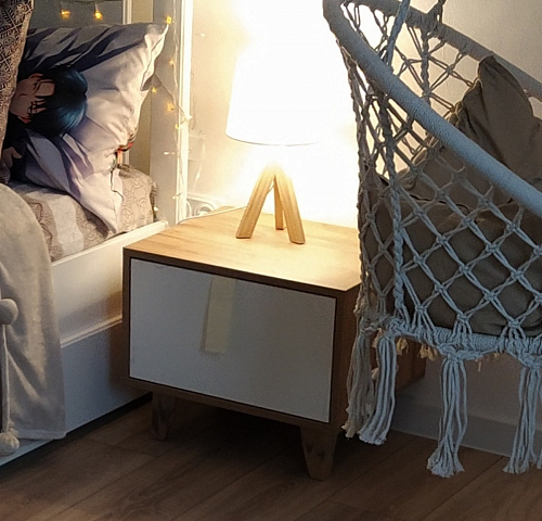 Прикроватная тумба Эго Т-5 на ножках дуб крафт золотой / белый глянец фото покупателя 4