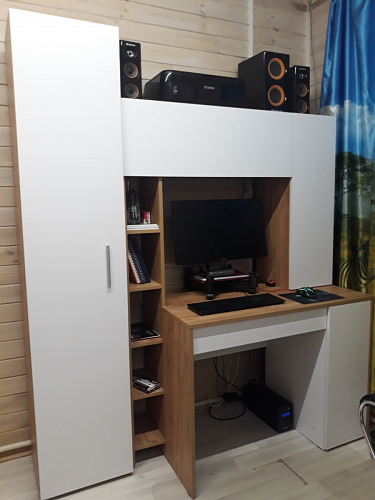 Письменный стол Комфорт 12.71 дуб золотой craft / белая аляска  - Уцененный экземпляр фото покупателя 44