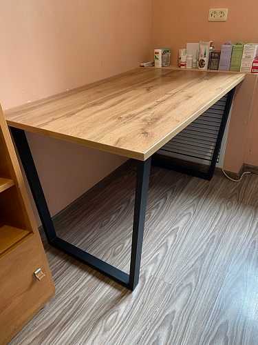 Деревянный стол Лота Лофт 140х80 черный матовый / бетон светлый фото покупателя 648