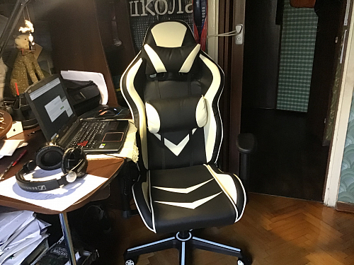 Компьютерное кресло Racer черное / голубое фото покупателя 190