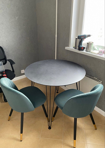 Стул на металлокаркасе Gabi 1 line light blue / black фото покупателя 260