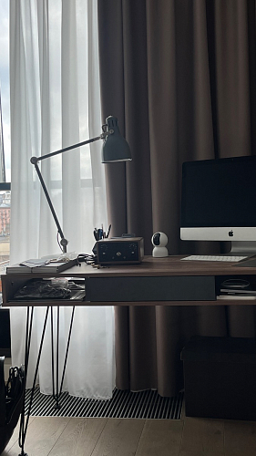 Письменный стол Хиргра 120х60х77 дуб табачный / графит / черный фото покупателя 7