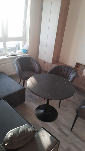 Стол Тулип 90х73 дуб вотан / белый  - Уцененный экземпляр фото покупателя 6