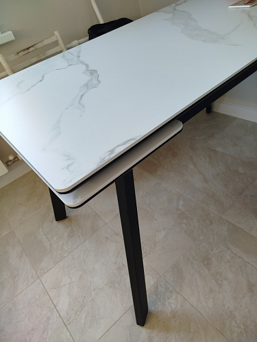 Керамический стол Норман 140 (200) х 80 белый мрамор alpin white / snow white / белый фото покупателя 2