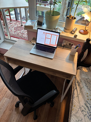 Письменный стол Лео Лофт черный матовый / дуб делано темный фото покупателя 28