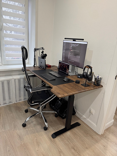 Компьютерный стол Маркос с механизмом подъема 140х80х75 белый / вотан дуб фото покупателя 37