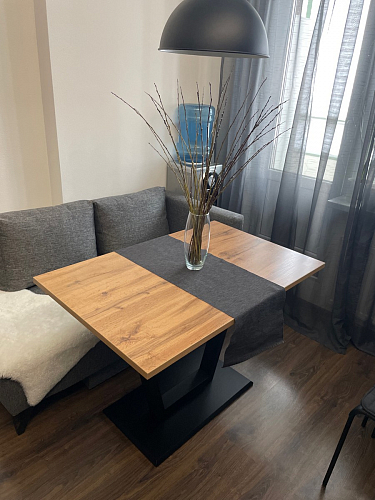 Стол на тумбе Мичиган Лофт 110х70 25 мм дуб вотан / белый / белый фото покупателя 9