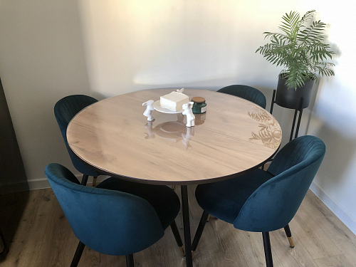 Стул на металлокаркасе Gabi 1 light blue / black / gold фото покупателя 886