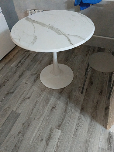 Стол Тулип 90х73 белый мрамор / золото фото покупателя 128